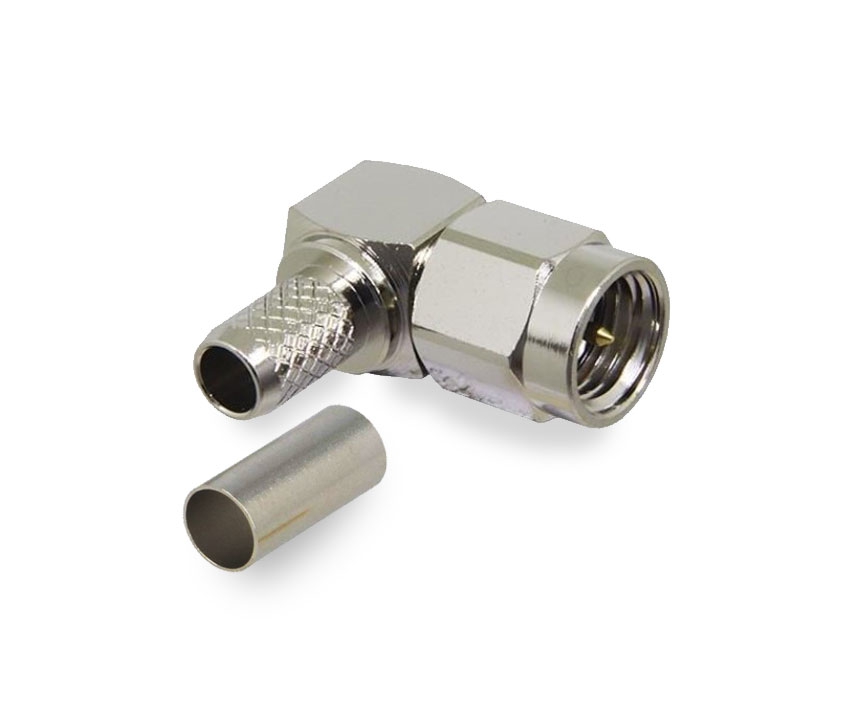 CONNETTORE SMA MASCHIO 90? PER RG58/RG223/HF195 A CRIMPARE