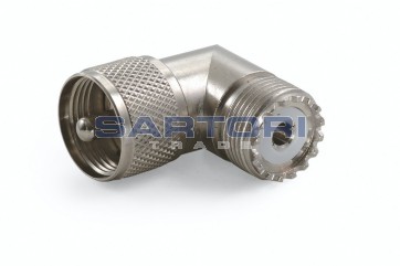 ADATTATORE COASSIALE UHF MASCHIO / UHF FEMMINA 90°