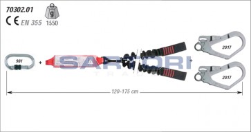 CORDINO DI SICUREZZA CON DISSIPATORE E 2 GANCI