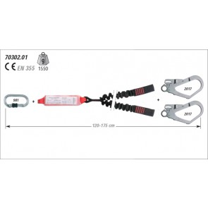 CORDINO DI SICUREZZA CON DISSIPATORE E 2 GANCI