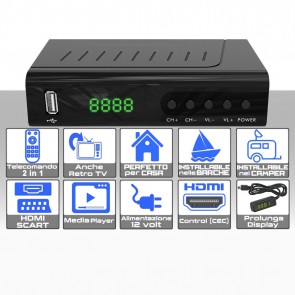 RICEVITORE DVB/T2 NOT-TV RETRO TV CON DISPLAY ESTERNO