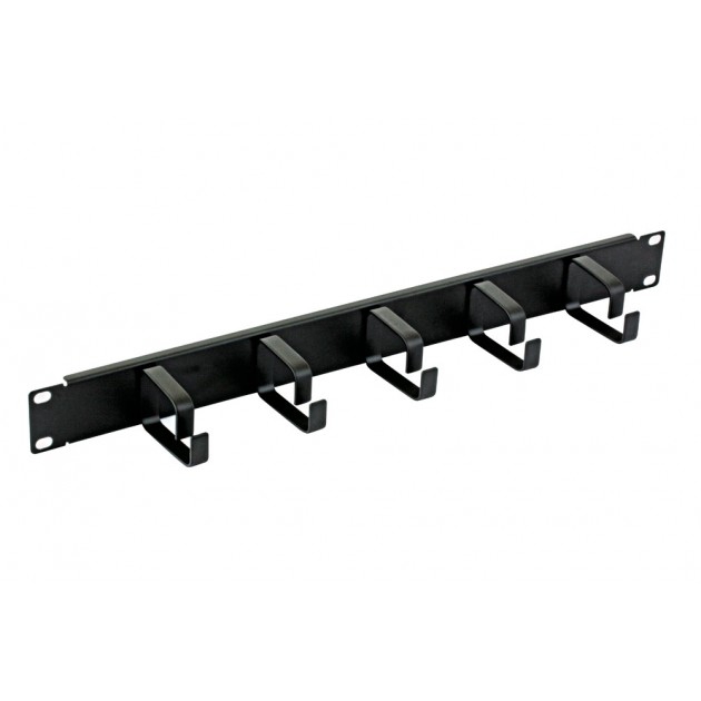 PANNELLO PASSACAVI PER RACK 5 ANELLI SENZA FORI 1U NERO